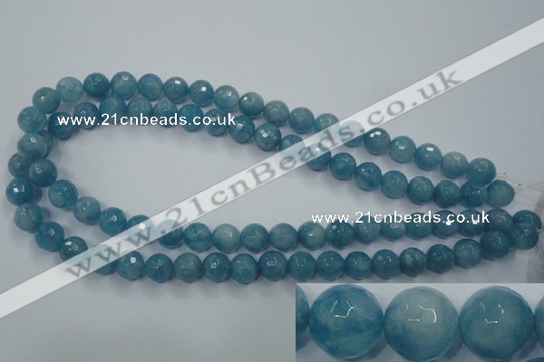 CEQ15 15.5 inches 10mm faceted round blue sponge quartz beads