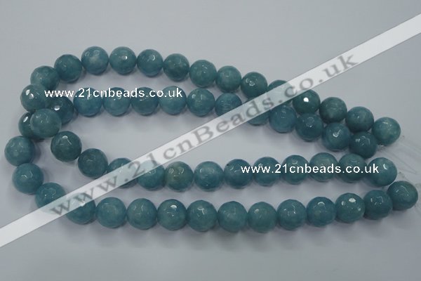 CEQ17 15.5 inches 14mm faceted round blue sponge quartz beads