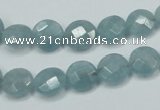 CEQ181 15.5 inches 10mm faceted coin blue sponge quartz beads