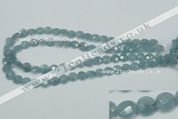 CEQ181 15.5 inches 10mm faceted coin blue sponge quartz beads