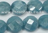 CEQ185 15.5 inches 18mm faceted coin blue sponge quartz beads