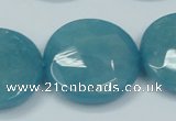 CEQ188 15.5 inches 30mm faceted coin blue sponge quartz beads