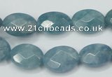 CEQ192 15.5 inches 12*16mm faceted oval blue sponge quartz beads