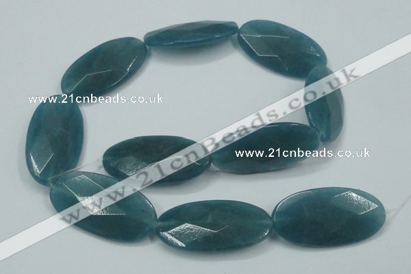 CEQ197 15.5 inches 20*40mm faceted oval blue sponge quartz beads