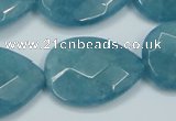 CEQ207 15.5 inches 22*30mm faceted flat teardrop blue sponge quartz beads