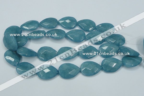 CEQ207 15.5 inches 22*30mm faceted flat teardrop blue sponge quartz beads