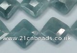 CEQ214 15.5 inches 16*16mm faceted diamond blue sponge quartz beads