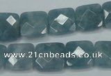 CEQ223 15.5 inches 14*14mm faceted square blue sponge quartz beads