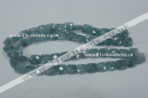 CEQ223 15.5 inches 14*14mm faceted square blue sponge quartz beads