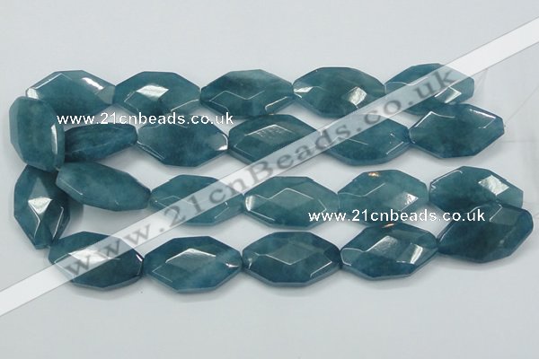 CEQ248 15.5 inches 20*35mm faceted octagonal blue sponge quartz beads