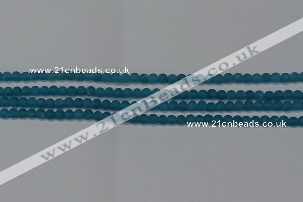 CEQ265 15.5 inches 4mm round matte blue sponge quartz beads