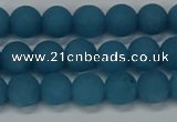 CEQ266 15.5 inches 6mm round matte blue sponge quartz beads