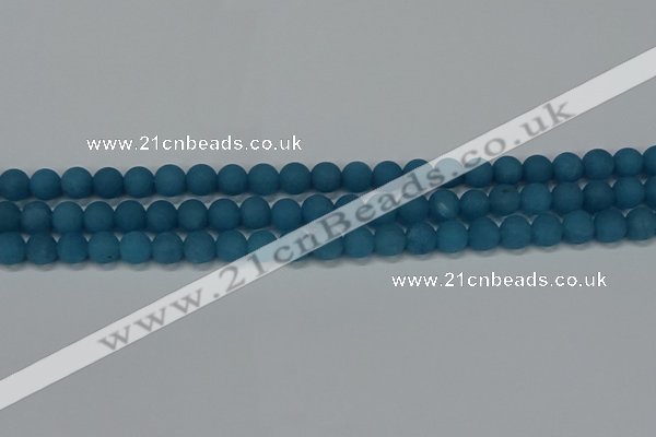 CEQ266 15.5 inches 6mm round matte blue sponge quartz beads