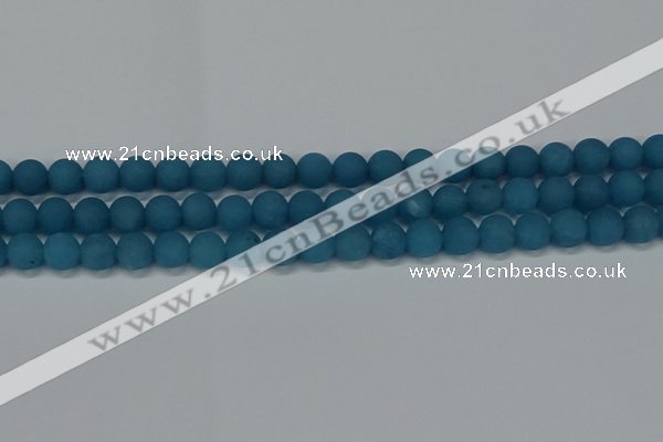 CEQ267 15.5 inches 8mm round matte blue sponge quartz beads