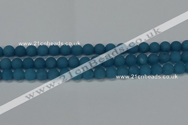 CEQ268 15.5 inches 10mm round matte blue sponge quartz beads