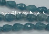 CEQ50 15.5 inches 8*12mm faceted teardrop blue sponge quartz beads