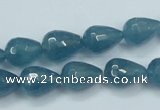 CEQ51 15.5 inches 10*14mm faceted teardrop blue sponge quartz beads