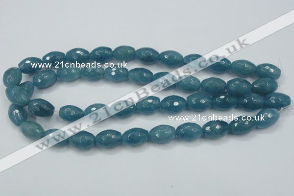 CEQ74 15.5 inches 13*18mm faceted rice blue sponge quartz beads