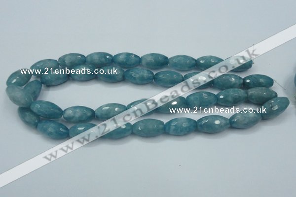 CEQ76 15.5 inches 13*23mm faceted rice blue sponge quartz beads