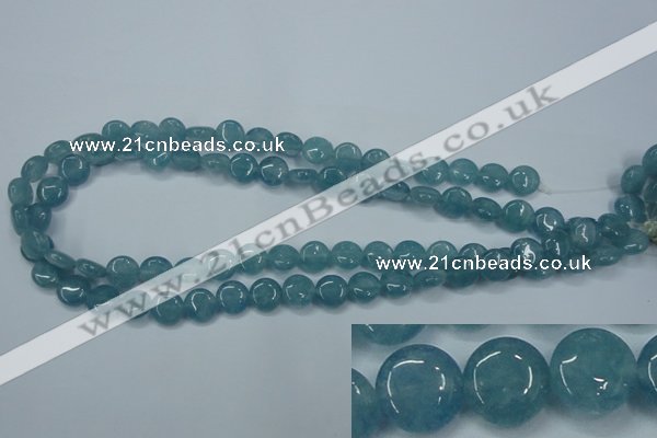 CEQ92 15.5 inches 10mm flat round blue sponge quartz beads