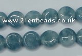 CEQ93 15.5 inches 12mm flat round blue sponge quartz beads