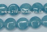 CEQ94 15.5 inches 14mm flat round blue sponge quartz beads