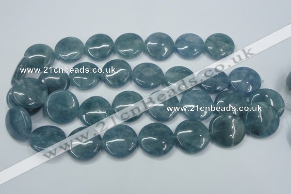 CEQ98 15.5 inches 25mm flat round blue sponge quartz beads