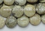 CFA07 15.5 inches 15mm flat round chrysanthemum agate gemstone beads