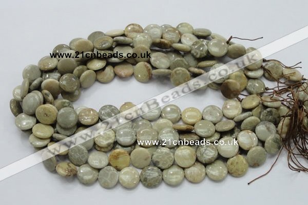 CFA07 15.5 inches 15mm flat round chrysanthemum agate gemstone beads