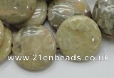 CFA08 15.5 inches 20mm flat round chrysanthemum agate gemstone beads