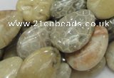 CFA15 15.5 inches 18*25mm flat teardrop chrysanthemum agate beads