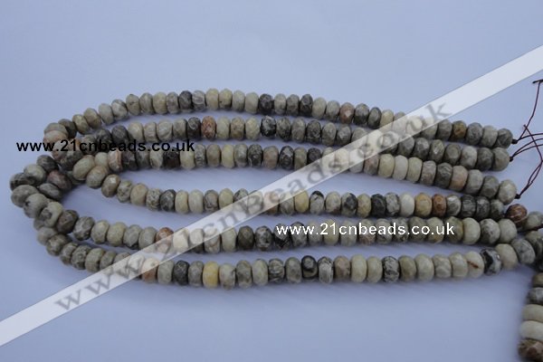 CFA210 15.5 inches 6*10mm faceted rondelle chrysanthemum agate beads