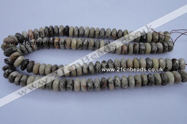 CFA212 15.5 inches 6*14mm faceted rondelle chrysanthemum agate beads