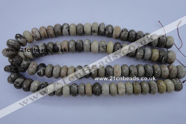 CFA213 15.5 inches 8*16mm faceted rondelle chrysanthemum agate beads