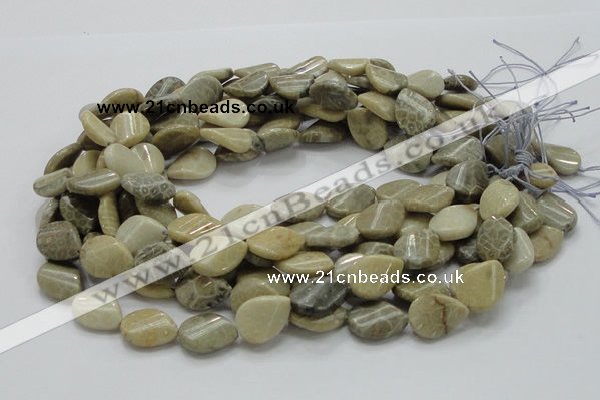 CFA23 15.5 inches 15*20mm twisted teardrop chrysanthemum agate beads