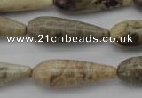 CFA232 15.5 inches 10*30mm teardrop chrysanthemum agate beads