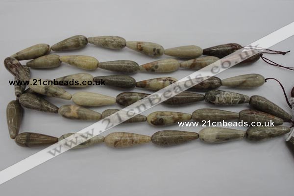 CFA232 15.5 inches 10*30mm teardrop chrysanthemum agate beads