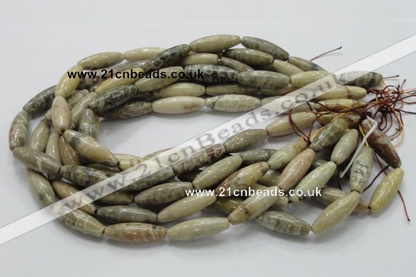 CFA24 15.5 inches 10*30mm rice chrysanthemum agate gemstone beads