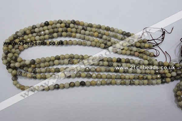 CFA28 15.5 inches 6mm faceted round chrysanthemum agate gemstone beads