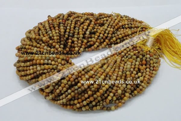 CFA30 15.5 inches 4mm round yellow chrysanthemum agate beads