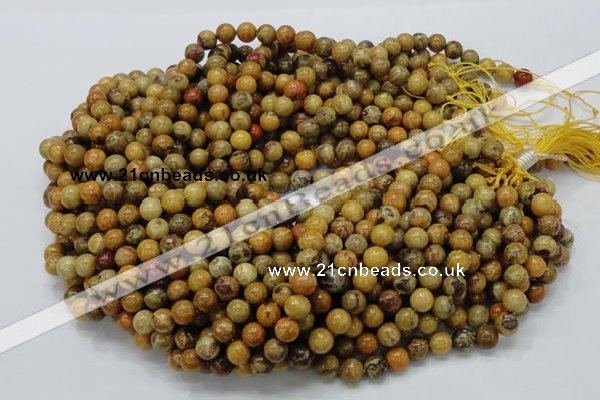 CFA32 15.5 inches 8mm round yellow chrysanthemum agate beads