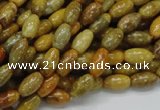 CFA35 15.5 inches 6*10mm rice yellow chrysanthemum agate beads