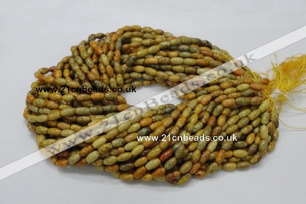 CFA35 15.5 inches 6*10mm rice yellow chrysanthemum agate beads