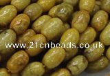 CFA36 15.5 inches 8*12mm rice yellow chrysanthemum agate beads