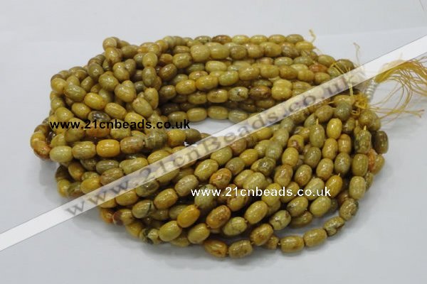 CFA36 15.5 inches 8*12mm rice yellow chrysanthemum agate beads