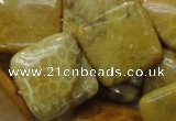 CFA39 15.5 inches 25*25mm square yellow chrysanthemum agate beads