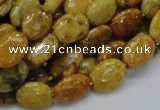 CFA46 15.5 inches 10*14mm oval yellow chrysanthemum agate beads