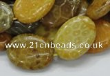 CFA48 15.5 inches 18*25mm oval yellow chrysanthemum agate beads