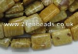 CFA52 15.5 inches 10*14mm rectangle yellow chrysanthemum agate beads