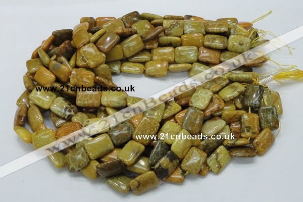CFA53 15.5 inches 13*18mm rectangle yellow chrysanthemum agate beads
